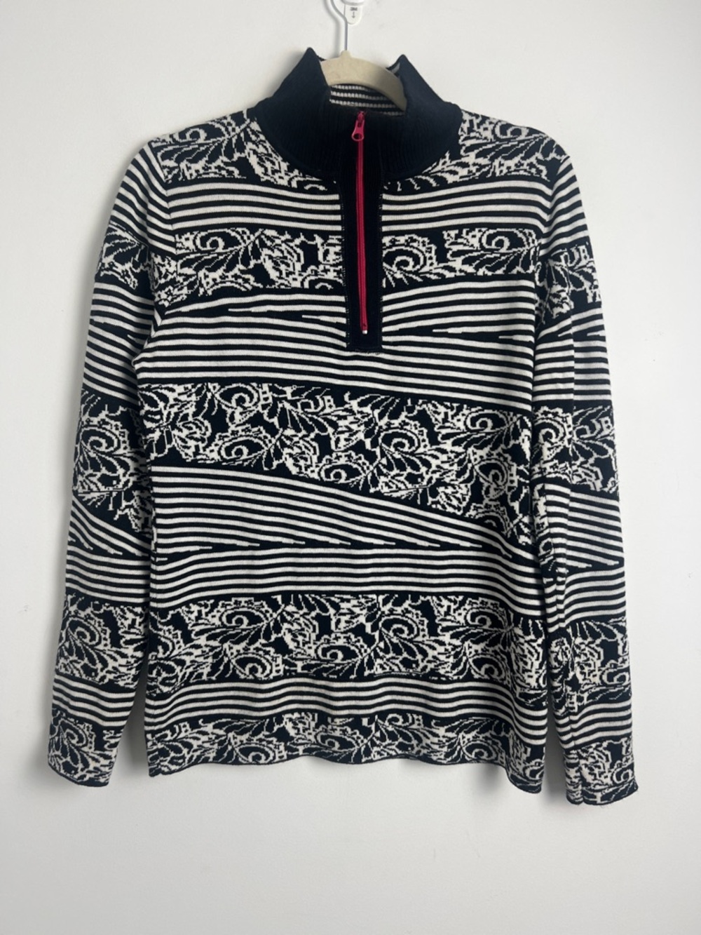 Title Nine Medium Super‎ Power 100% Washable Wool Synergy Knit 1/4 Zip Sweater